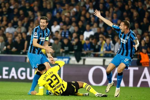 Club Brugge v Borussia Dortmund - UEFA Champions League BRUGGE, BELGIUM - SEPTEMBER 18 : Vanaken Hans midfielder of Club Brugge, Nilsson Gustaf forward of Club Brugge and Can Emre defender of Borussia Dortmund during the UEFA Champions League - League phase matchday 1 match between Club Brugge and Borussia Dortmund at the Jan Breydel stadium on September 18, 2024 in Bruges , Belgium , 18 09 2024 Brugge Belgium  Copyright: xJanxDexMeuleneirx