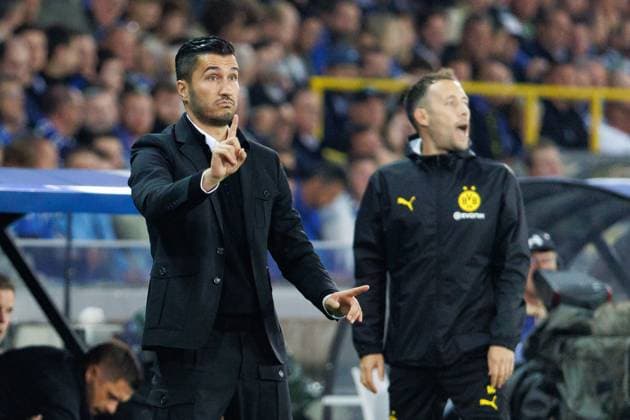 Borussia s head coach Nuri Sahin pictured during a soccer game between Belgian Club Brugge KV and German Borussia Dortmund, Wednesday 18 September 2024 in Brugge, on the day one of the UEFA Champions League league phase. KURTxDESPLENTER  x100916555x