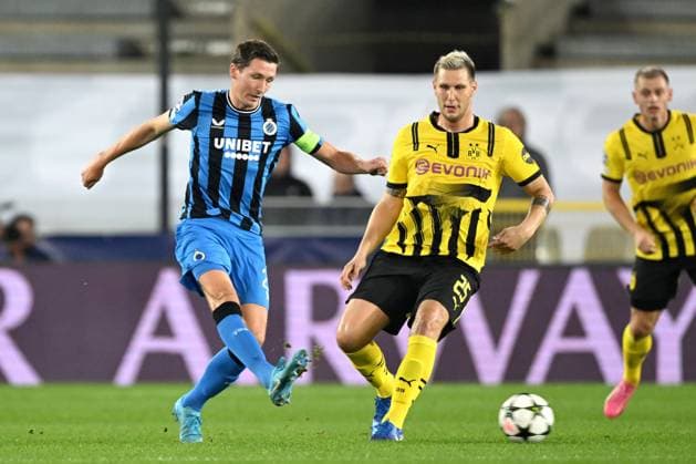BRUGGE - (l-r) Hans Vanaken of Club Brugge KV, Niklas Sule of Borussia Dortmund during the UEFA Champions League match between Club Brugge and Borussia Dortmund at the Jan Breydel Stadium on Sept. 18, 2024 in Bruges, Belgi . ANP Hollandse Hoogte UEFA Europa Champions League 2024 25 xVIxANPxSportx xGerritxvanxKeulenxIVx 508791213 originalFilename: 508791213.jpg