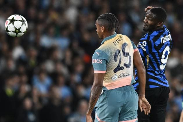 Db Manchester (Inghilterra) 18 09 2024 - Champions League Manchester City-Inter foto Daniele Buffa Image nella foto: Marcus Thuram-Manuel Akanji 