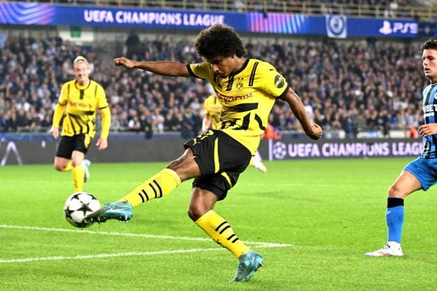 BRUGGE - Karim Adeyemi of Borussia Dortmund during the UEFA Champions League match between Club Brugge and Borussia Dortmund at the Jan Breydel Stadium on Sept. 18, 2024 in Bruges, Belgi . ANP Hollandse Hoogte UEFA Europa Champions League 2024 25 xVIxANPxSportx xGerritxvanxKeulenxIVx 508792285 originalFilename: 508792285.jpg