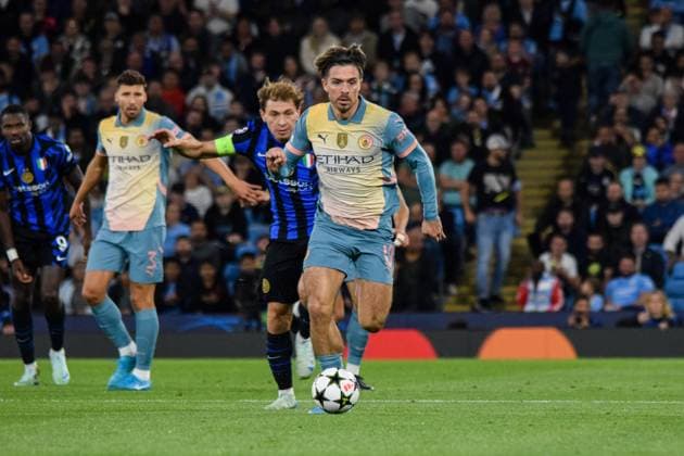 Manchester City FC v Inter Milan Manchester City midfielder Jack Grealish (10) on the ball during the Manchester City FC v Inter Milan UEFA Champions League Round 1 match at the Etihad Stadium, Manchester, England, United Kingdom on 18 September 2024 Editorial use only. All images are copyright Every Second Media Limited. No images may be reproduced without prior permission. Copyright: xIMAGO EveryxSecondxMediax ESM-1130-0021