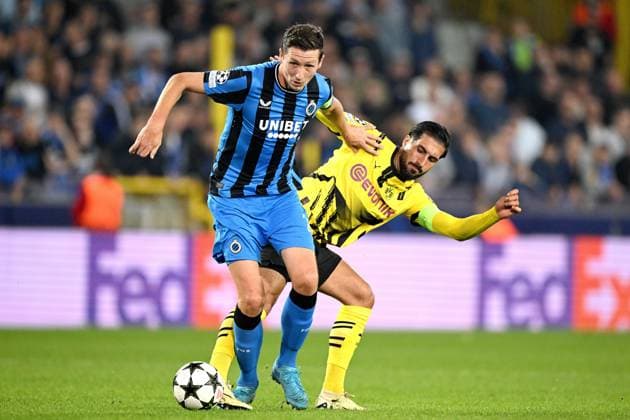 BRUGGE - (l-r) Hans Vanaken of Club Brugge KV, Emre Can of Borussia Dortmund during the UEFA Champions League match between Club Brugge and Borussia Dortmund at the Jan Breydel Stadium on Sept. 18, 2024 in Bruges, Belgi . ANP Hollandse Hoogte UEFA Europa Champions League 2024 25 xVIxANPxSportx xGerritxvanxKeulenxIVx 508793445 originalFilename: 508793445.jpg