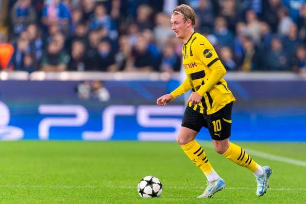2024-09-18 Club Brugge KV v Borussia Dortmund - UEFA Champions League 2024 25 League Phase MD1 BRUGES, BELGIUM - SEPTEMBER 18: Julian Brandt of Borussia Dortmund in action during the UEFA Champions League 2024 25 League Phase MD1 match between Club Brugge KV and Borussia Dortmund at Jan Breydelstadion on September 18, 2024 in Bruges, Belgium. (Photo by Joris Verwijst BSR Agency) Bruges Belgium Content not available for redistribution in The Netherlands directly or indirectly through any third parties. Copyright: xBSRxAgencyx