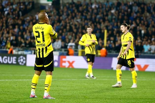 Club Brugge v Borussia Dortmund - UEFA Champions League BRUGGE, BELGIUM - SEPTEMBER 18 : Malen Donyell forward of Borussia Dortmund during the UEFA Champions League - League phase matchday 1 match between Club Brugge and Borussia Dortmund at the Jan Breydel stadium on September 18, 2024 in Bruges , Belgium , 18 09 2024 Brugge Belgium  Copyright: xJanxDexMeuleneirx