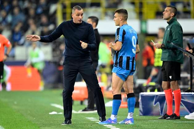 Club Brugge v Borussia Dortmund - UEFA Champions League BRUGGE, BELGIUM - SEPTEMBER 18 : Hayen Nicky head coach of Club Brugge and Jutgla Ferran forward of Club Brugge during the UEFA Champions League - League phase matchday 1 match between Club Brugge and Borussia Dortmund at the Jan Breydel stadium on September 18, 2024 in Bruges , Belgium , 18 09 2024 Brugge Belgium  Copyright: xNicoxVereeckenx