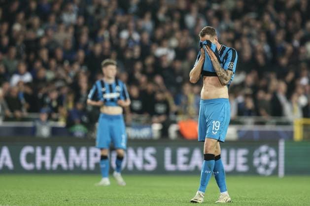 Club s Gustaf Nilsson reacts during a soccer game between Belgian Club Brugge KV and German Borussia Dortmund, Wednesday 18 September 2024 in Brugge, on the day one of the UEFA Champions League league phase. BRUNOxFAHY  x100920562x