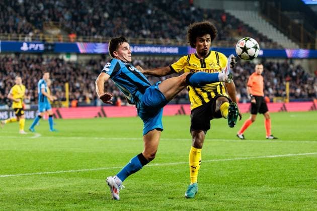 UEFA Champions League Club Brugge Borussia Dortmund 18 09 2024 duel Hugo Vetlesen Club Brugge, 10 , Karim Adeyemi Borussia Dortmund, 27 UEFA Champions League Club Brugge Borussia Dortmund, Brugge, Jan Breydelstadion on 18 09 2024 Copyright: xBEAUTIFULxSPORTS Wunderlx