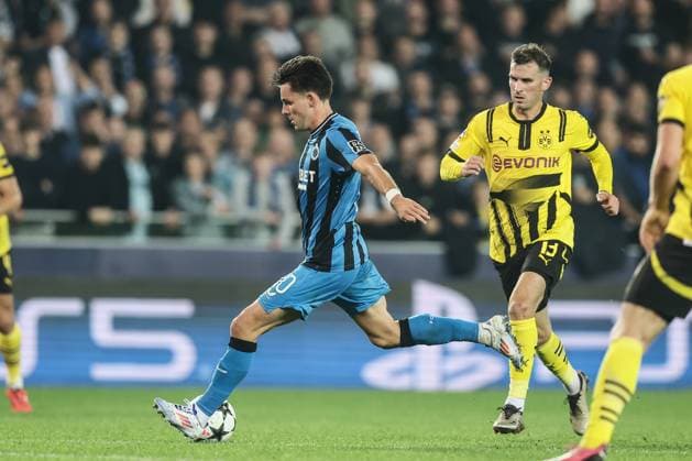 Club s Hugo Vetlesen pictured in action during a soccer game between Belgian Club Brugge KV and German Borussia Dortmund, Wednesday 18 September 2024 in Brugge, on the day one of the UEFA Champions League league phase. BRUNOxFAHY  x100920802x
