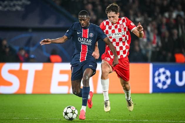 September 18, 2024, Paris, France, France: Ousmane DEMBELE of PSG and Ladislav KREJCI of Girona during the UEFA Champions League, League Phase MD1 match between Paris Saint-Germain and Girona FC at Parc des Princes Stadium on September 18, 2024 in Paris, France. Paris France - ZUMAm308 20240918_zsp_m308_005 Copyright: xMatthieuxMirvillex
