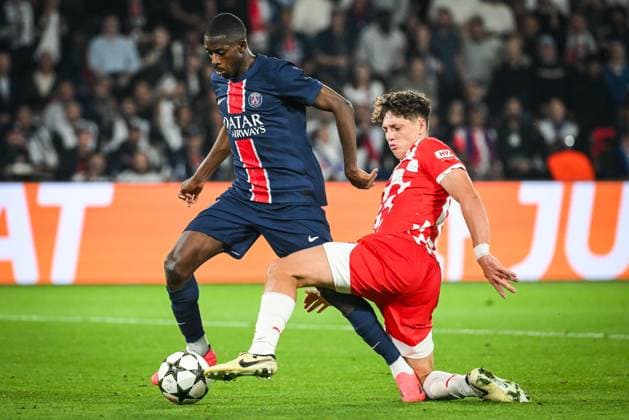 September 18, 2024, Paris, France, France: Ousmane DEMBELE of PSG and Ladislav KREJCI of Girona during the UEFA Champions League, League Phase MD1 match between Paris Saint-Germain and Girona FC at Parc des Princes Stadium on September 18, 2024 in Paris, France. Paris France - ZUMAm308 20240918_zsp_m308_006 Copyright: xMatthieuxMirvillex