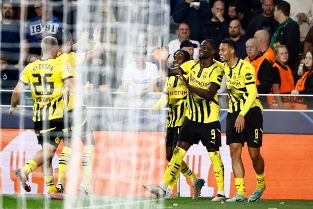 Club Brugge v Borussia Dortmund - UEFA Champions League BRUGGE, BELGIUM - SEPTEMBER 18 : Guirassy Sehrou forward of Borussia Dortmund celebrates scoring a penalty during the UEFA Champions League - League phase matchday 1 match between Club Brugge and Borussia Dortmund at the Jan Breydel stadium on September 18, 2024 in Bruges , Belgium , 18 09 2024 Brugge Belgium  Copyright: xJanxDexMeuleneirx