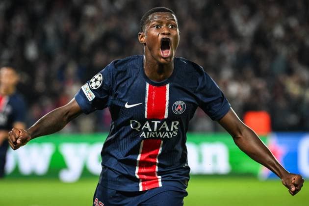 September 18, 2024, Paris, France, France: Nuno MENDES of PSG celebrates his goal during the UEFA Champions League, League Phase MD1 match between Paris Saint-Germain and Girona FC at Parc des Princes Stadium on September 18, 2024 in Paris, France. Paris France - ZUMAm308 20240918_zsp_m308_009 Copyright: xMatthieuxMirvillex