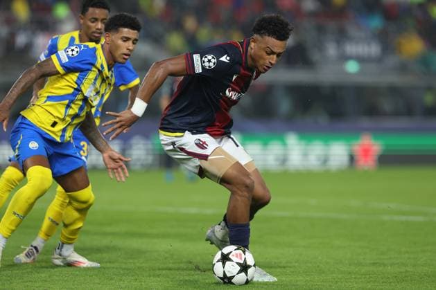 September 18, 2024, Bologna, Milan, Italy: Bologna, Italy 18.09.2024 : Dan Ndoye of Bologna during UEFA Champions League 2024-2025, day 1, football match Bologna FC 1909 - Shakhtar Donetsk at Renato Dall Ara stadium in Bologna on September 2024. CALCIO - UEFA Champions League - Bologna FC vs FC Shakhtar Donetsk  - ZUMAs349 20240918_zsa_s349_387 Copyright: xMarcoxIacobucci IpaxSportx xIpax