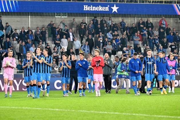 BRUGGE - Club Brugge players after the UEFA Champions League match between Club Brugge and Borussia Dortmund at the Jan Breydel Stadium on Sept. 18, 2024 in Bruges, Belgi . ANP Hollandse Hoogte UEFA Europa Champions League 2024 25 xVIxANPxSportx xGerritxvanxKeulenxIVx 508799898 originalFilename: 508799898.jpg