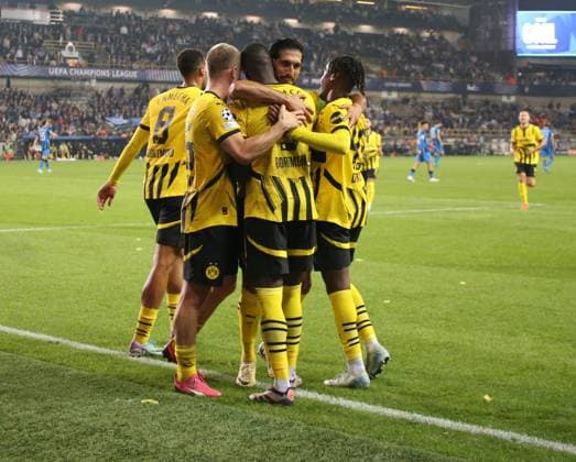 18 09 2024, xgrfx, Football UEFA Champions League, Club Bruges Borussia Dortmund emspor, v l Goal, Sherou Guirassy Borussia Dortmund DFL DFB REGULATIONS PROHIBIT ANY USE OF PHOTOGRAPHS as IMAGE SEQUENCES and or QUASI VIDEO Bruges