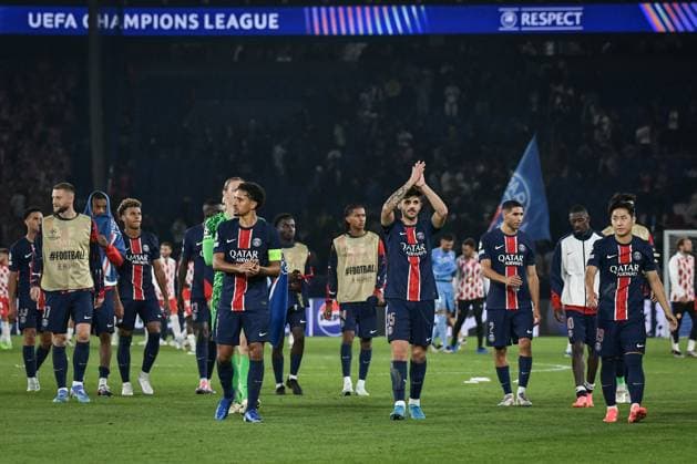 Champions League PSG vs Girona FC FA Paris Saint-Germain’s players celebrate winning after the UEFA Champions League football match between Paris Saint-Germain and Girona FC at the Parc des Princes stadium in Paris on September 18, 2024. Photo by Firas Abdullah ABACAPRESS.COM Paris Ile-de-France France  Copyright: xAbdullahxFiras ABACAx