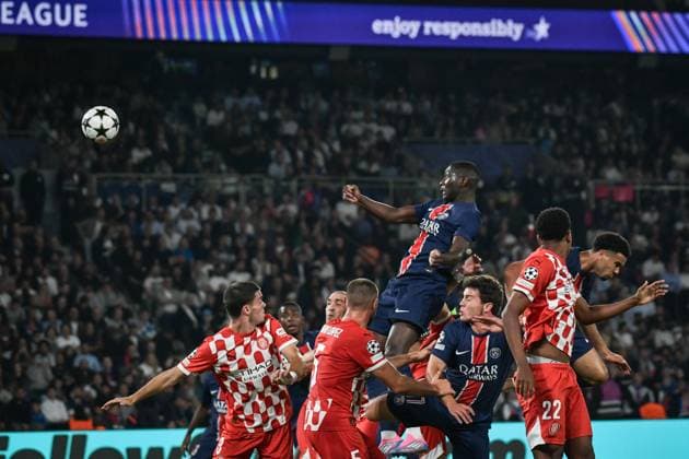 Champions League PSG vs Girona FC FA Paris Saint-Germain’s forward Randal Kolo Muani heads the ball during the UEFA Champions League football match between Paris Saint-Germain and Girona FC at the Parc des Princes stadium in Paris on September 18, 2024. Photo by Firas Abdullah ABACAPRESS.COM Paris Ile-de-France France  Copyright: xAbdullahxFiras ABACAx
