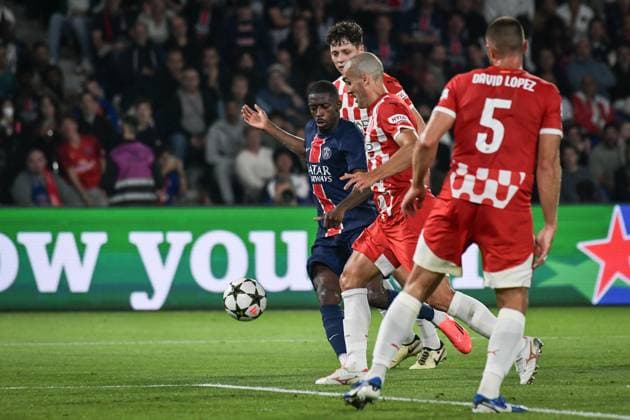 Champions League PSG vs Girona FC FA Paris Saint-Germain’s forward Ousmane Dembele fights for the ball during the UEFA Champions League football match between Paris Saint-Germain and Girona FC at the Parc des Princes stadium in Paris on September 18, 2024. Photo by Firas Abdullah ABACAPRESS.COM Paris Ile-de-France France  Copyright: xAbdullahxFiras ABACAx