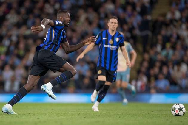 Manchester City v FC Internazionale Milano - UEFA Champions League 2024 25 League Phase MD1 Marcus Thuram 9 of Inter Milan during the UEFA Champions League League Stage match between Manchester City and Football Club Internazionale Milano at the Etihad Stadium in Manchester, England, on September 18, 2024. Manchester Manchester United, ManU Kingdom  Copyright: xMIxNewsx originalFilename:fletcher-manchest240918_nppS7.jpg