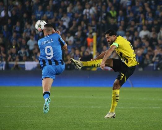 18 09 2024, xgrfx, Football UEFA Champions League, Club Bruges Borussia Dortmund emspor, v l Ferran Jutgla Club Bruges , Emre Can Borussia Dortmund DFL DFB REGULATIONS PROHIBIT ANY USE OF PHOTOGRAPHS as IMAGE SEQUENCES and or QUASI VIDEO Bruges