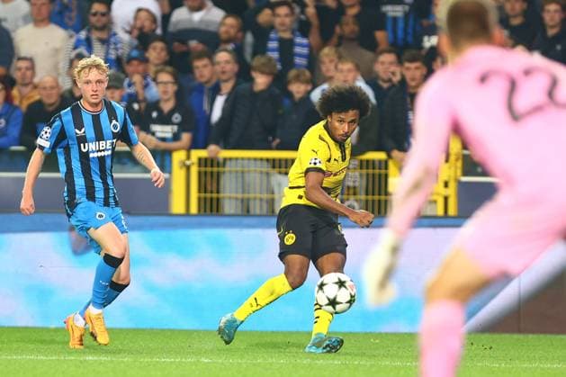 Cross by Karim Adeyemi 27 Borussia Dortmund Club Brugge vs Borussia Dortmund, UEFA Champions League, Soccer, Matchday 1, Season 2024 2025, 18 09 2024 PHOTO kolbert press Ant Palmer Jan Breydel Stadion Belgium Copyright: xkolbert-press AntxPalmerx
