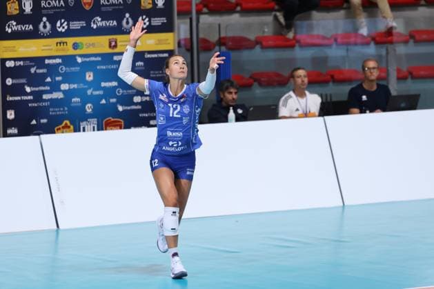 Emily Holterhaus of Beziers Volley during the Volleyball WEVZA CUP Women between Bezier VB and Heidelberg Volkswagen on 18 sept 2024 at the Palazzetto dello in Rome.  Copyright: x(c)xEmanuelaxVertolli SportReporx xx IPA_49823606 IPA_Agency_IPA49823606