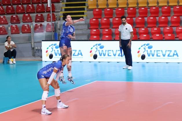 Marissa Stockman of Beziers Volley during the Volleyball WEVZA CUP Women between Bezier VB and Heidelberg Volkswagen on 18 sept 2024 at the Palazzetto dello in Rome.  Copyright: x(c)xEmanuelaxVertolli SportReporx xx IPA_49823610 IPA_Agency_IPA49823610