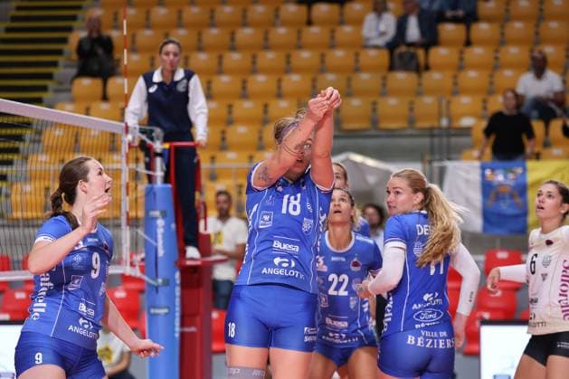 September 18, 2024, Milan, Milan, Italy: Karin Sunderlikova of Beziers Volley during the Volleyball WEVZA CUP Women between Bezier VB and Heidelberg Volkswagen on 18 sept 2024 at the Palazzetto dello in Rome. <categoriaITA> - <sottocategoriaITA> - Volleyball WEVZA CUP Women  - ZUMAs349 20240918_zsa_s349_619 Copyright: xC)xEmanuelaxVertolli Sportreporx
