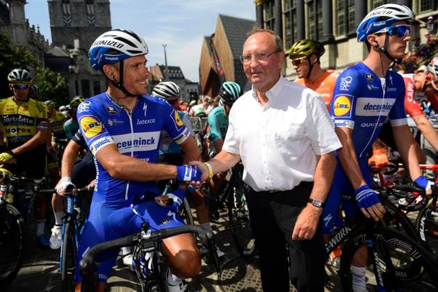 2019 Belgian national championship race men elite GENT, BELGIUM - JUNE 30 : GILBERT Philippe (BEL) of DECEUNINCK - QUICK - STEP, Walter Godefroot during the 2019 Belgian national championships cycling race for men elite with start and finish in Gent (223,8km) on June 30, 2019 in Gent, Belgium, 30 06 2019 GENT Belgium  Copyright: xNicoxVereeckenx 10807365-018
