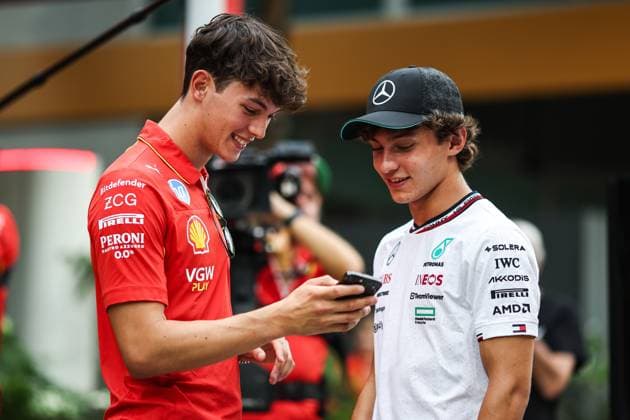 BEARMAN Oliver, Ferrari Driver Academy, portrait KIMI ANTONELLI Andrea (ita), Junior Driver of Mercedes AMG F1 Team, portrait during the Formula 1 Singapore Grand Prix 2024, 18th round of the 2024 Formula One World Championship, WM, Weltmeisterschaft from September 20 to 22, 2024 on the Marina Bay Circuit, in Singapore, Singapore - F1 - SINGAPORE GRAND PRIX 2024 DPPI Panoramic 240919_R18_SINGAPORE_DP_XB3_7985