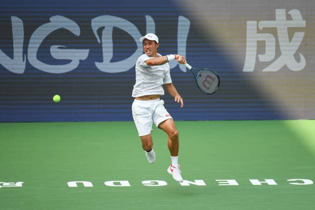 CHENGDU, CHINA - SEPTEMBER 19: Kei Nishikori of Japan competes in the Men s Singles Round of 32 match against Shang Juncheng of China on Day 2 of 2024 Chengdu Open at Sichuan International Tennis Center on September 19, 2024 in Chengdu, Sichuan Province of China.  Copyright: xVCGx 111518885432