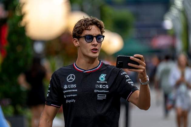 Marina Bay - 19-09-2024, Marina Bay Street Circuit, George Russell at the Formula 1 Singapore Grand Prix 2024 Thursday Formula 1 Singapore Grand Prix 2024 Thursday  x26283526x Copyright: