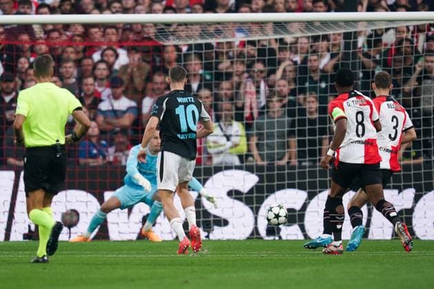 ROTTERDAM, 19-09-2024, Feyenoord - Leverkusen , Stadium Feijenoord de Kuip , football, UEFA Champions League , season 2024 2025 , Bayer Leverkusen player Florian Wirtz scoring the 0-1 Feyenoord - Leverkusen  x26283979x Copyright: