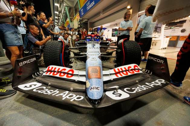 September 19, 2024, Singapore, Singapore: The Visa Cash App RB Formula One Team reveal their special livery in collaboration with Hugo Boss ahead of the F1 Grand Prix Singapore at the Marina Bay Street Circuit. Singapore Singapore - ZUMAs197 20240919_aaa_s197_192 Copyright: xGeorgexHitchensx