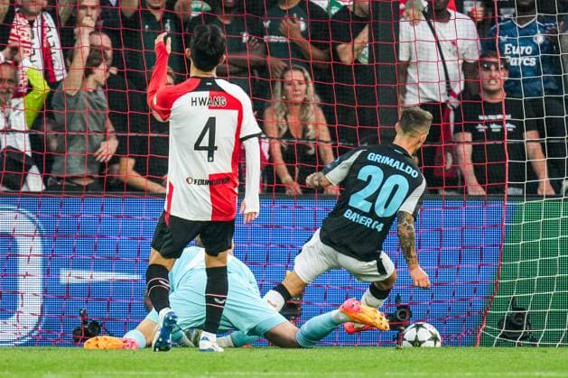 UEFA Champions League: Feyenoord v Bayer 04 Leverkusen Rotterdam - Alejandro Grimaldo of Bayer 04 Leverkusen during the first round of new format of the Champions League 2024 2025. The match is set between Feyenoord and Bayer 04 Leverkusen at Stadion Feijenoord De Kuip on 19 September 2024 in Rotterdam, The Netherlands. Copyright: xYannickxVerhoevenx