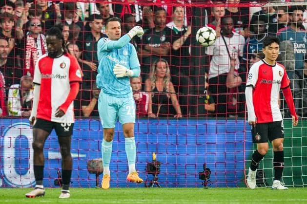 UEFA Champions League: Feyenoord v Bayer 04 Leverkusen Rotterdam - Feyenoord keeper Timon Wellenreuther during the first round of new format of the Champions League 2024 2025. The match is set between Feyenoord and Bayer 04 Leverkusen at Stadion Feijenoord De Kuip on 19 September 2024 in Rotterdam, The Netherlands. Copyright: xYannickxVerhoevenx