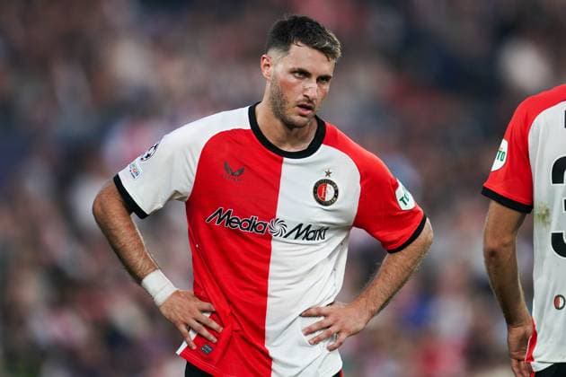 ROTTERDAM, 19-09-2024, Feyenoord - Leverkusen , Stadium Feijenoord de Kuip , football, UEFA Champions League , season 2024 2025 , Feyenoord player Santiago Gimenez disappointed Feyenoord - Leverkusen  x26284160x Copyright: