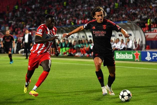 CRVENA ZVEZDA vs BENFICA ALVARO CARRERAS Benfica football player at the UEFA Champions League match against Red Star at the Rajko Mitic stadium, Belgrade 19.09.2024. MN Press mi Football, Red Star, UEFA Champions League, Benfica Belgrade Rajko Mitic stadium Serbia Copyright: xMNxPressx