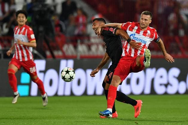 CRVENA ZVEZDA vs BENFICA UROS SPAJIC Red Star football player at the UEFA Champions League match against Benfica at the Rajko Mitic stadium, Belgrade 19.09.2024. MN Press mi Football, Red Star, UEFA Champions League, Benfica Belgrade Rajko Mitic stadium Serbia Copyright: xMNxPressx