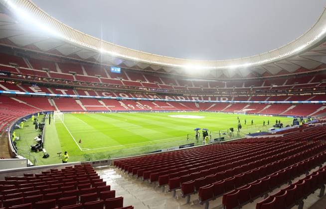 Atletico Madrid RB Leipzig Champions League Madrid, 19 09 2024, Estadio Wanda Metropolitano, Football, UEFA Champions League, Matchday 1 , Atletico Madrid vs RB Leipzig , In picture Stadium overview Wanda Metropolitano , Only editorial use Photo for editorial use only , UEFA regulations prohibit any use of photographs as image sequences and or quasi video , Picture Point