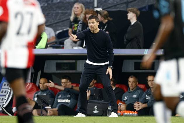 ROTTERDAM - Bayer 04 Leverkusen coach Xabi Alonso during the UEFA Champions League match between Feyenoord Rotterdam and Bayer 04 Leverkusen at Feyenoord Stadium de Kuip on Sept. 19, 2024 in Rotterdam, Netherlands. ANP PIETER STAM DE JONGE UEFA Champions League 2024 25 xVIxANPxSportx xxANPxIVx 508865899 originalFilename: 508865899.jpg