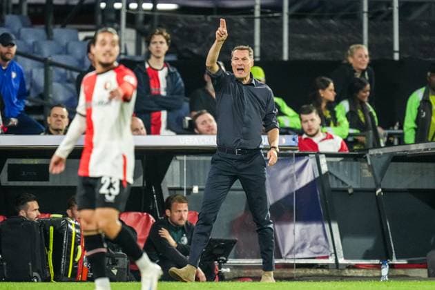 UEFA Champions League: Feyenoord v Bayer 04 Leverkusen Rotterdam - Feyenoord coach Brian Priske during the first round of new format of the Champions League 2024 2025. The match is set between Feyenoord and Bayer 04 Leverkusen at Stadion Feijenoord De Kuip on 19 September 2024 in Rotterdam, The Netherlands. Copyright: xYannickxVerhoevenx