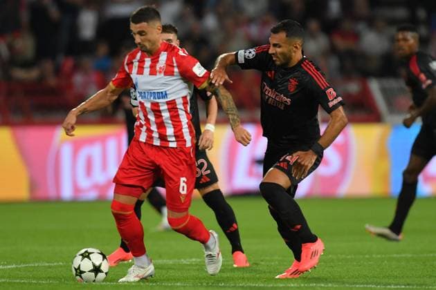 CRVENA ZVEZDA vs BENFICA RADE KRUNIC Red Star football player at the UEFA Champions League match against Benfica at the Rajko Mitic stadium, Belgrade 19.09.2024. MN Press mi Football, Red Star, UEFA Champions League, Benfica Belgrade Rajko Mitic stadium Serbia Copyright: xMNxPressx