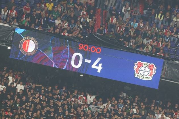 Final score Feyenoord Rotterdam vs Bayer 04 Leverkusen, UEFA Champions League, Soccer, Matchday 1, Season 2024 2025, 19 09 2024 Photo kolbert press Ant Palmer Stadion Rotterdam De Kuip Netherlands Copyright: xkolbert-press AntxPalmerx