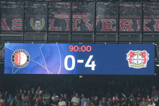 UEFA Champions League Feyenoord Rotterdam Bayer 04 Leverkusen 19 09 2024 End in Rotterdam 0 4 UEFA Champions League Feyenoord Rotterdam Bayer 04 Leverkusen, Rotterdam, Stadion Feijenoord De Kuip on 19 09 2024 Copyright: xBEAUTIFULxSPORTS Wunderlx