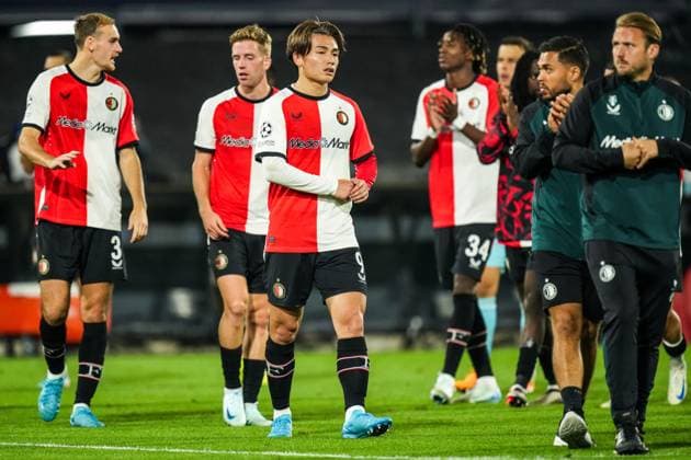 UEFA Champions League: Feyenoord v Bayer 04 Leverkusen Rotterdam - Ayase Ueda of Feyenoord during the first round of new format of the Champions League 2024 2025. The match is set between Feyenoord and Bayer 04 Leverkusen at Stadion Feijenoord De Kuip on 19 September 2024 in Rotterdam, The Netherlands. Copyright: xYannickxVerhoevenx