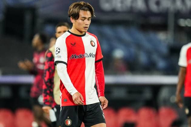 UEFA Champions League: Feyenoord v Bayer 04 Leverkusen Rotterdam - Ayase Ueda of Feyenoord during the first round of new format of the Champions League 2024 2025. The match is set between Feyenoord and Bayer 04 Leverkusen at Stadion Feijenoord De Kuip on 19 September 2024 in Rotterdam, The Netherlands. Copyright: xYannickxVerhoevenx