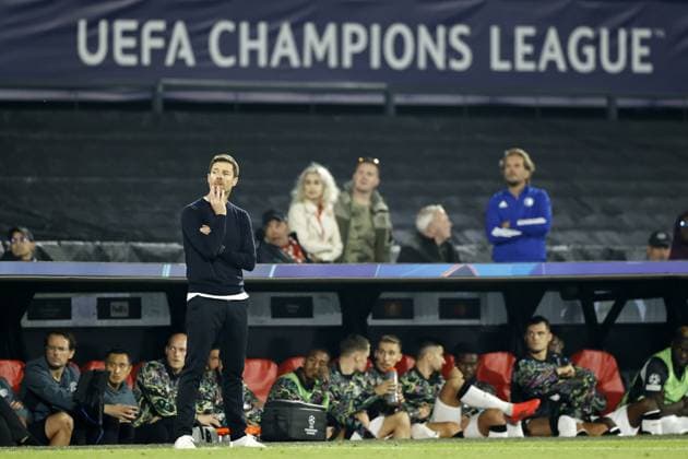 ROTTERDAM - Bayer 04 Leverkusen coach Xabi Alonso during the UEFA Champions League match between Feyenoord Rotterdam and Bayer 04 Leverkusen at Feyenoord Stadium de Kuip on Sept. 19, 2024 in Rotterdam, Netherlands. ANP MAURICE VAN STEEN UEFA Champions League 2024 25 xVIxANPxSportx xxANPxIVx 508869686 originalFilename: 508869686.jpg