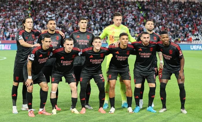 CRVENA ZVEZDA vs BENFICA TEAM Benfica football players at the UEFA Champions League match against Red Star at the Rajko Mitic stadium, Belgrade 19.09.2024. MN Press mr Football, Red Star, UEFA Champions League, Benfica Belgrade Rajko Mitic stadium Serbia Copyright: xMNxPressx